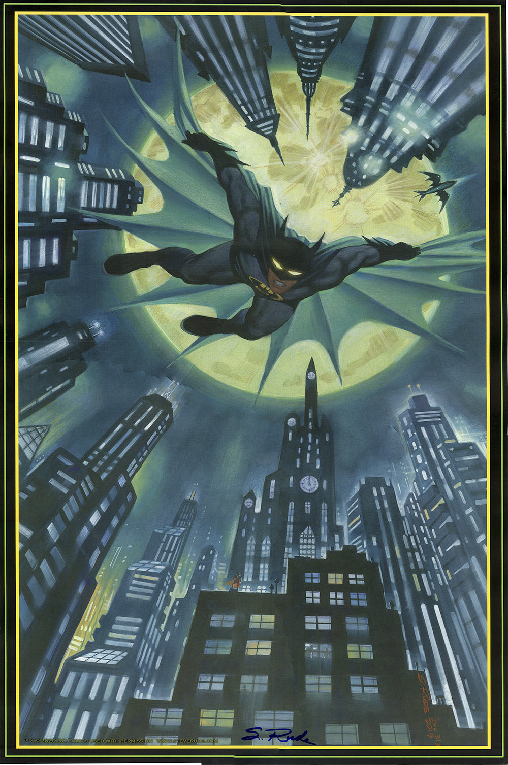 2020 Batman Over Gothom Poster 20x30 signed