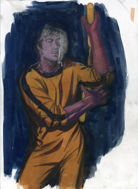 Bruce Lee with Nunchaku (nunchucks) Double-sided Study - Steve Rude Art