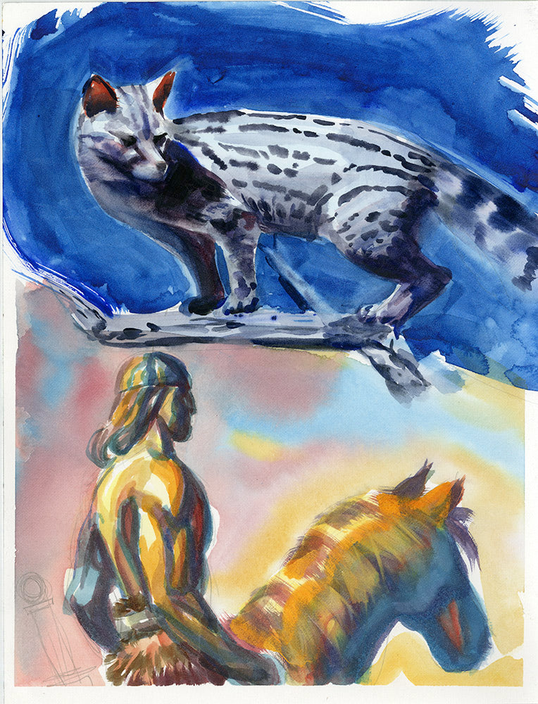 BWS Barry Windsor Smith Spotted Cat and Warrior Study