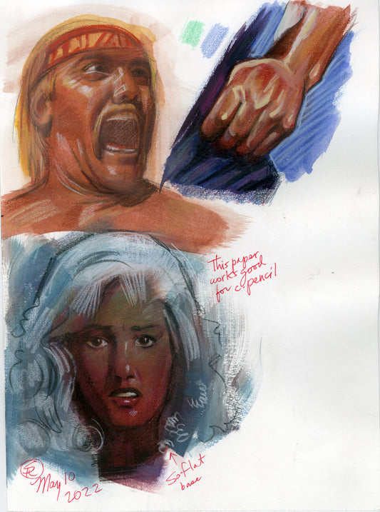 Pro Wrestler Hulk Hogan Watercolor & Colored Pencil Study