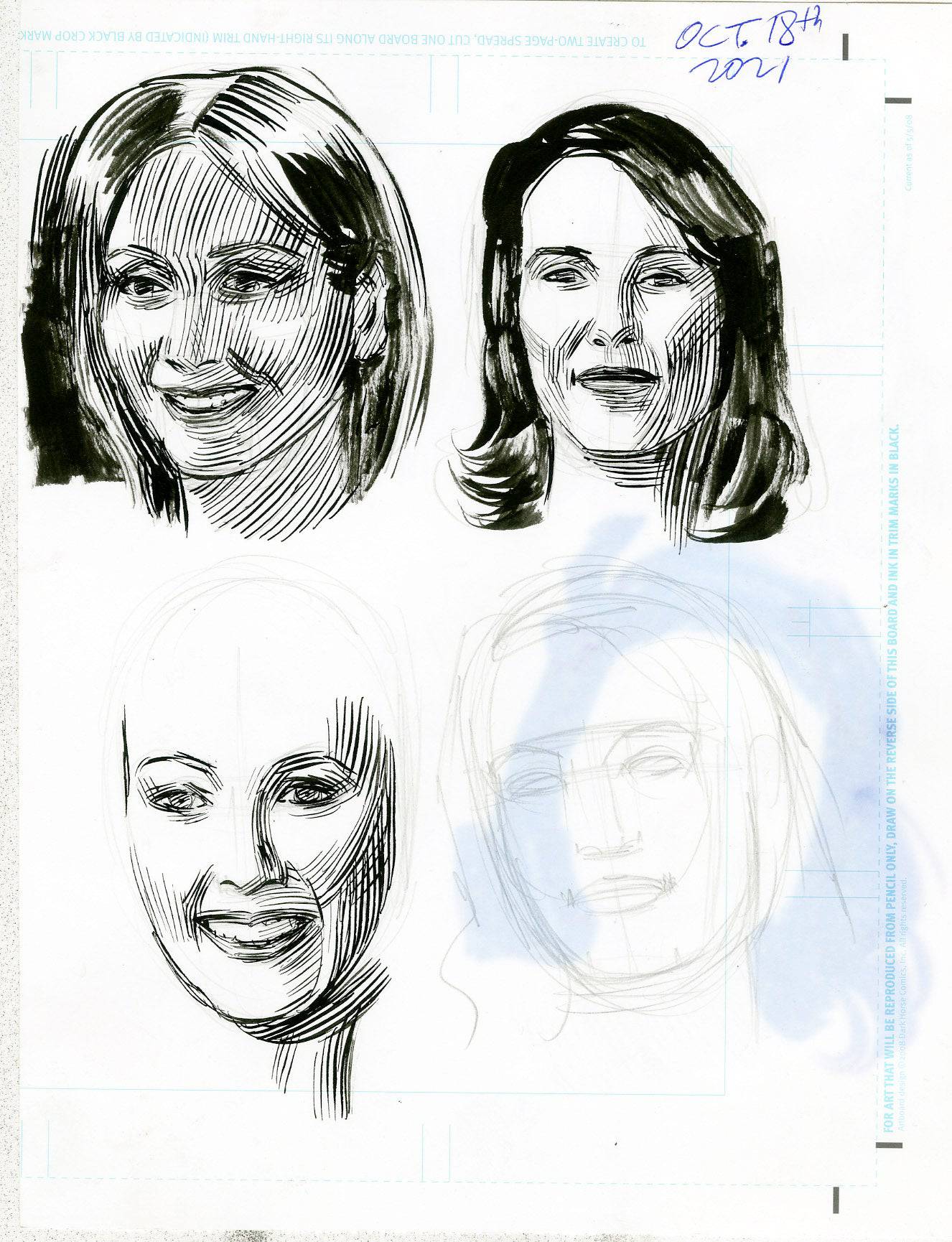 Woman's Face Double-Sided Study - Steve Rude Art