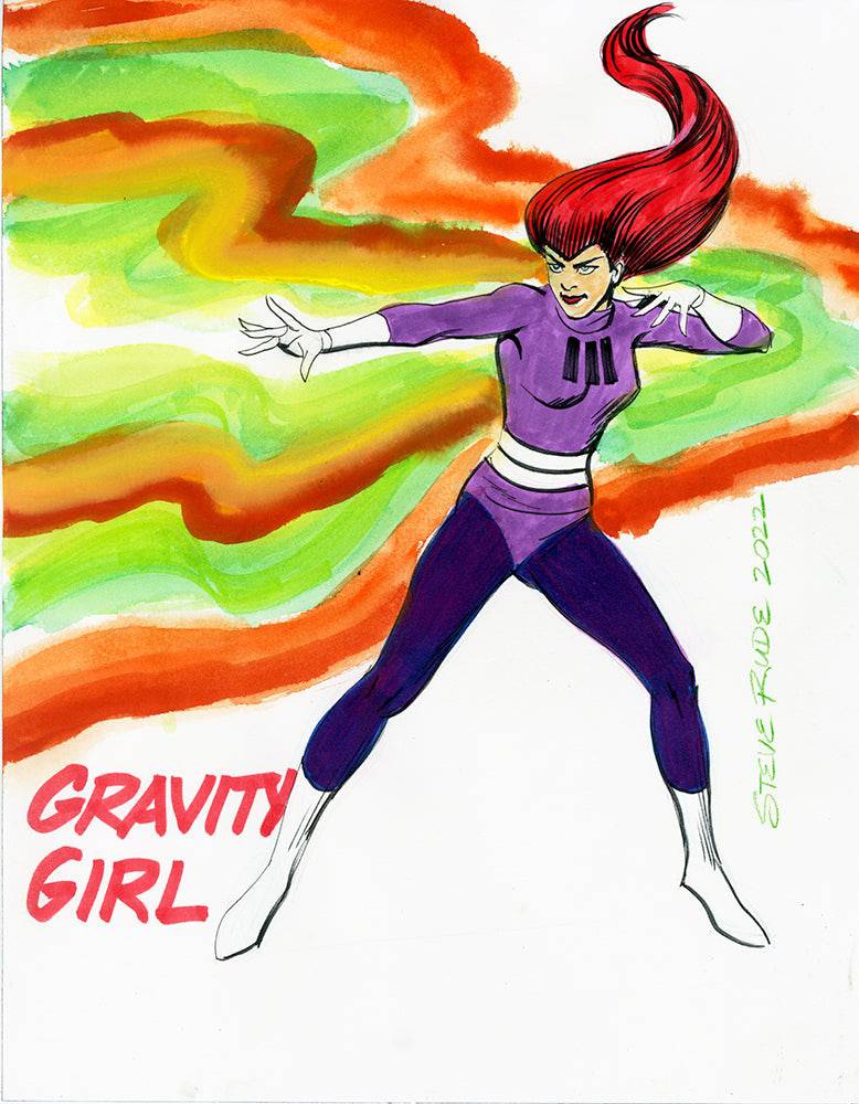 Sketchtember 2022 Day 04 Galaxy Trio Gravity Girl - Steve Rude Art