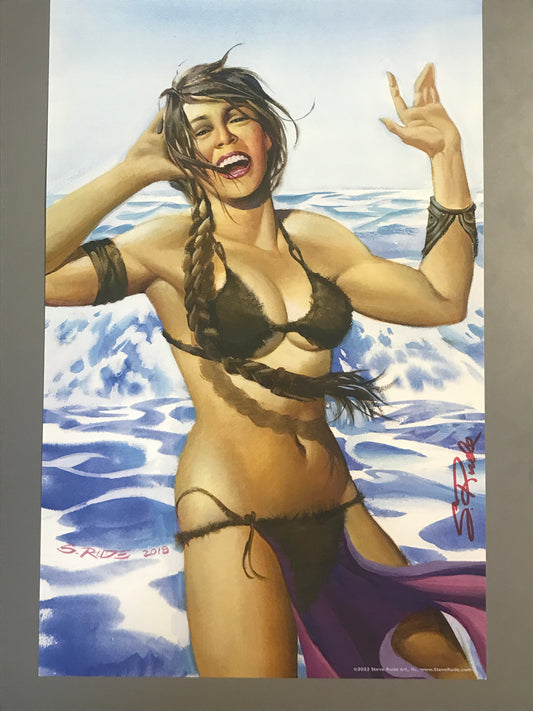 Princess Leia on the Beach 11x17 Print Signed