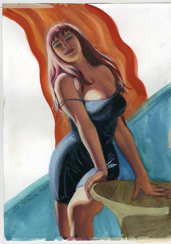Mary Jane Watercolor - Steve Rude Art