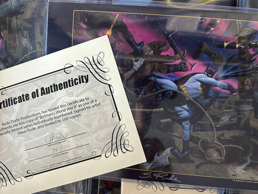 Batman / World War II , Numbered, COA, Signed Print 11x17 - Steve Rude Art