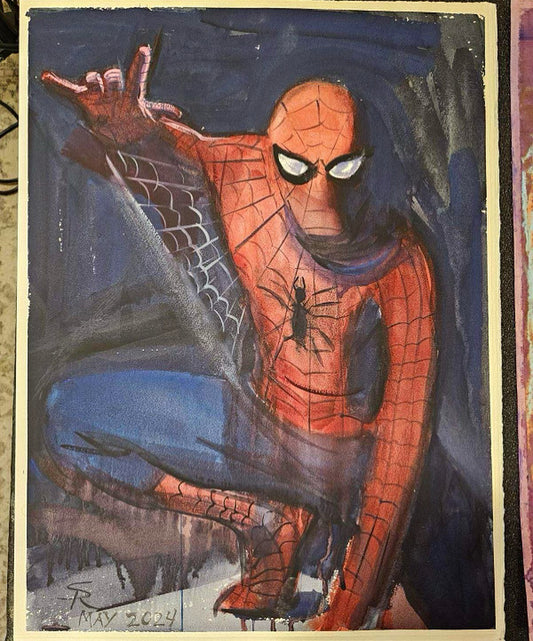 Spider-Man Watercolor Painting from Artist Steve Rude's Demo at Nelco Comics