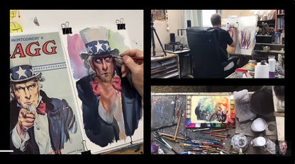 Uncle Sam Watercolor Livestream - Steve Rude Art