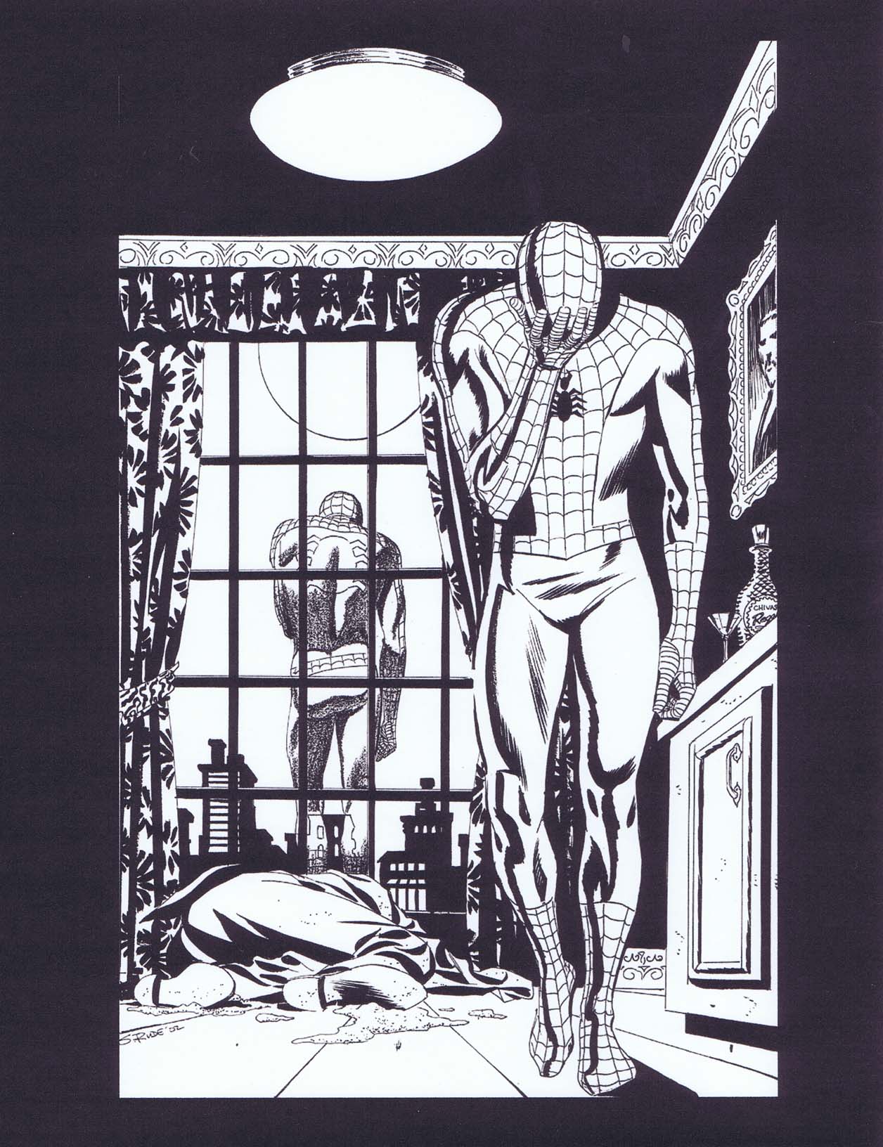 Spider-Man Death without Warning Cover Reproduction B&W Print