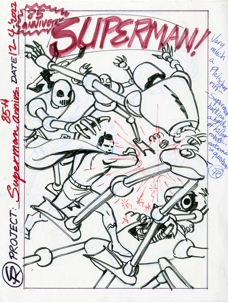 Superman 85th Anniversary Cover Rough 4 Piece Set