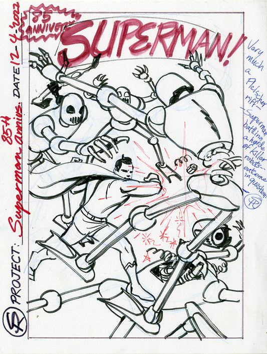 Superman 85th Anniversary Cover Rough 4 Piece Set