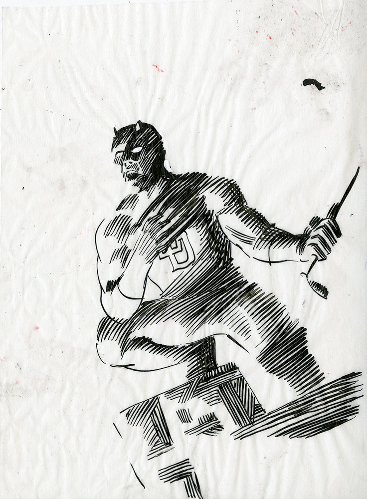 Dare Devil Pen and Ink with Reference