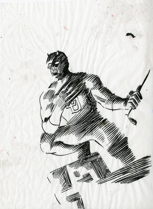 Dare Devil Pen and Ink with Reference
