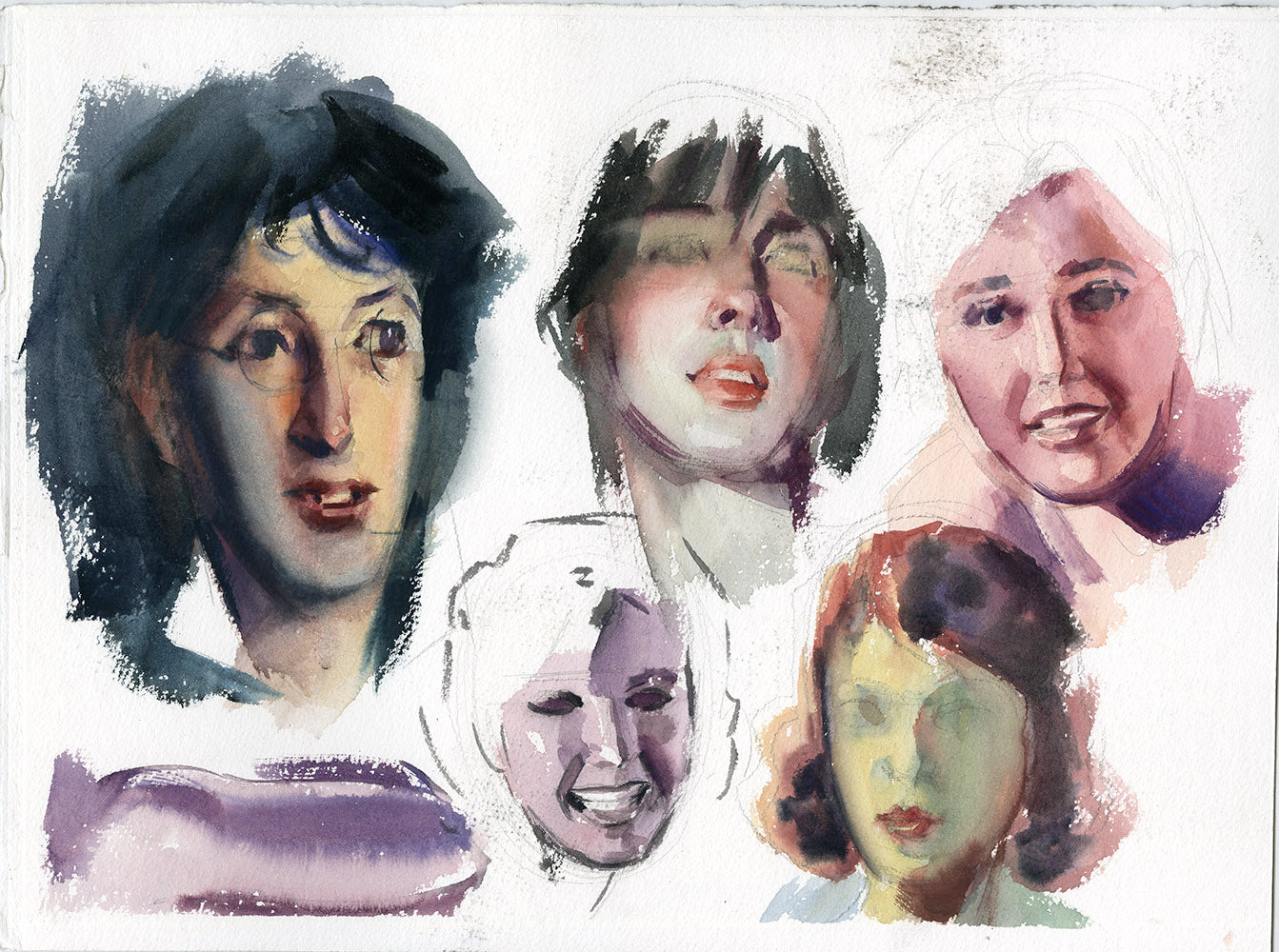 Four Smiling Faces John Singer Sargent Study - Steve Rude Art