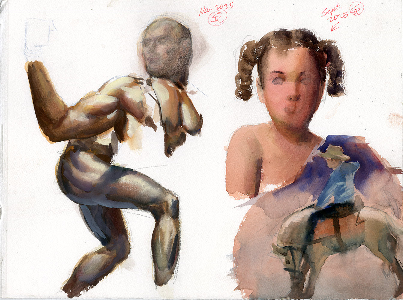 Four Smiling Faces John Singer Sargent Study - Steve Rude Art