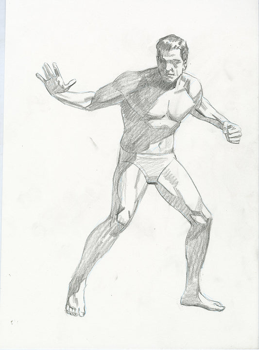 Nude Male Figure Fighting Stance