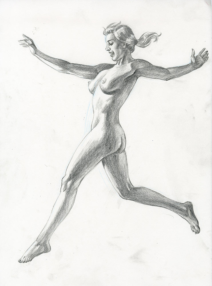 Nude Female Figure Running Pose
