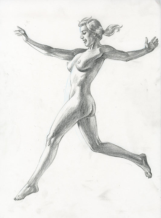Nude Female Figure Running Pose
