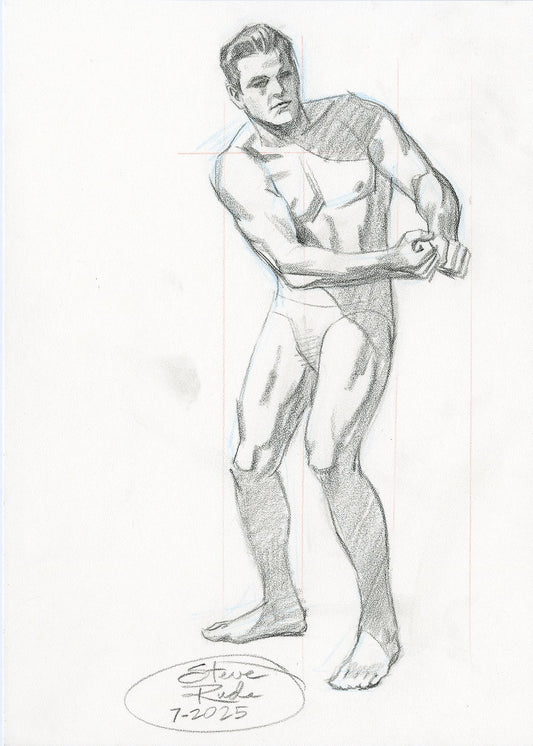 Nude Male Figure Swinging Arms Original Coquille