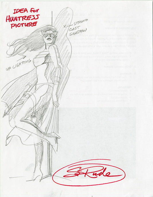 Huntress Back Argainst the Wall Pencil Sketch