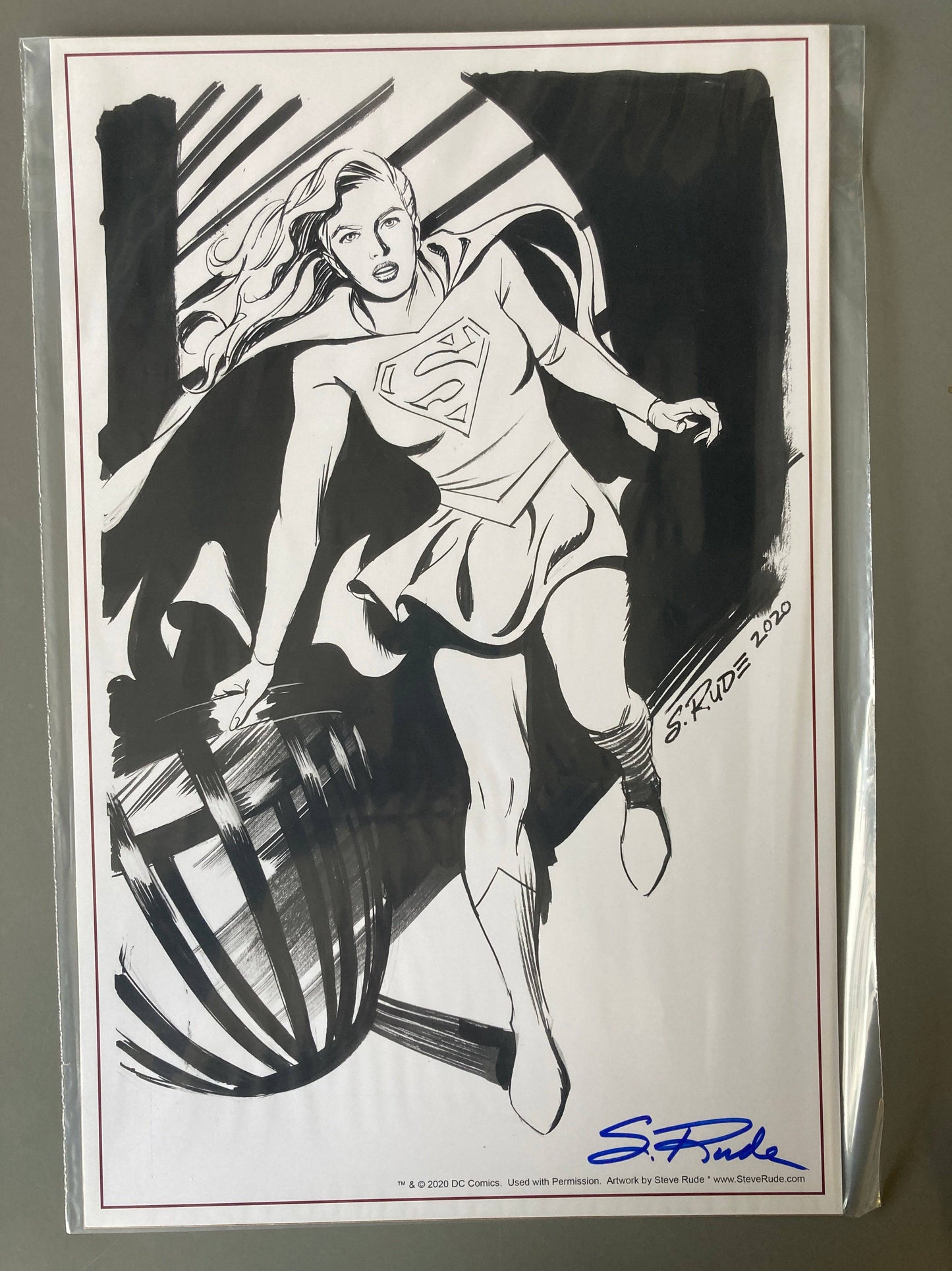 Supergirl Pen and Ink Print 11x17 - Steve Rude Art