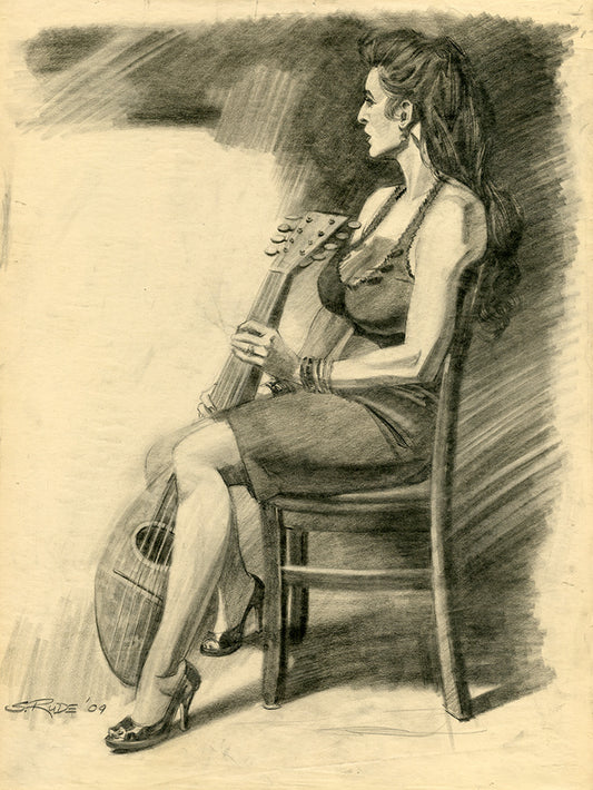 Lady Sitting with Mandolin