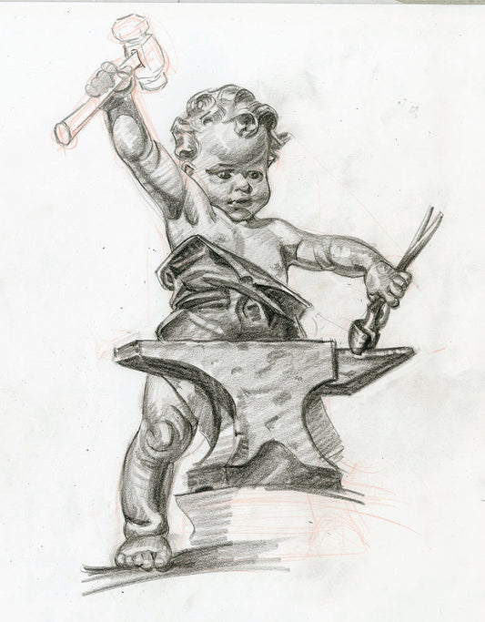 Leyendecker New Year's Baby Pencil Sketch