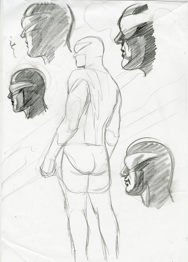 Nexus Heads and Back View Pencil Sketch - Steve Rude Art