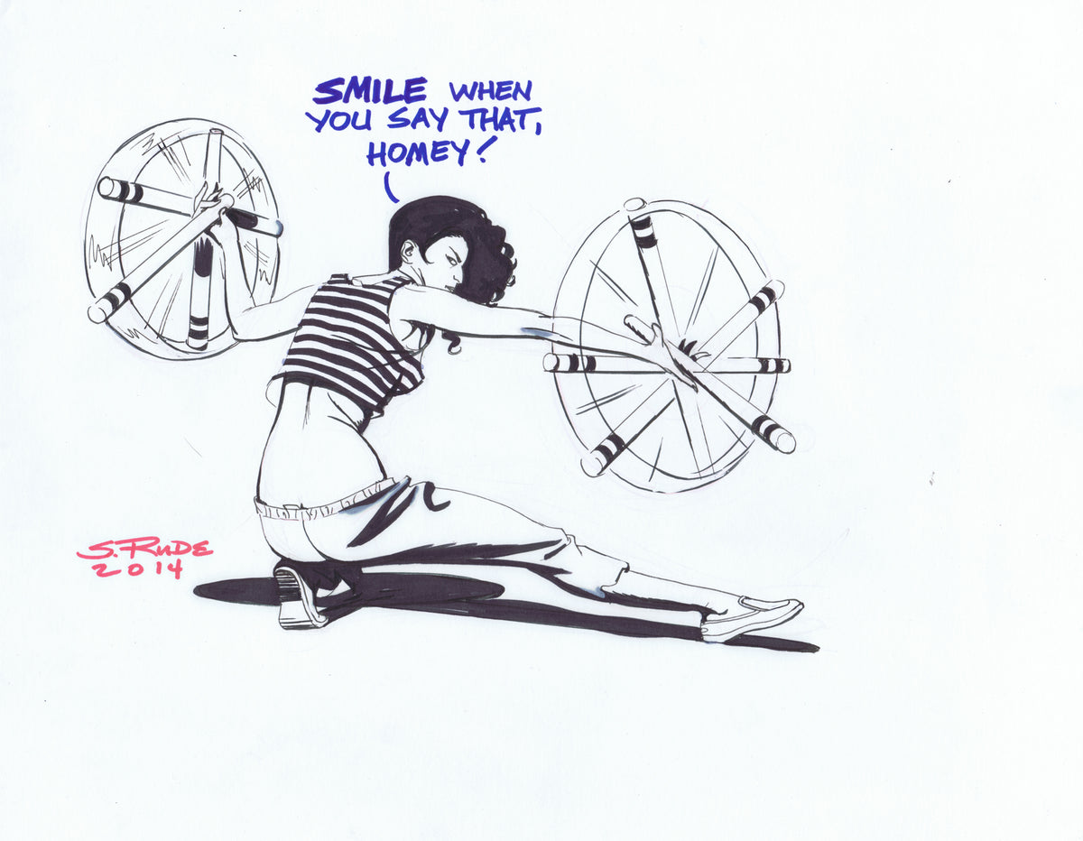 Sophie Twirling Batons Marker Sketch - Steve Rude Art