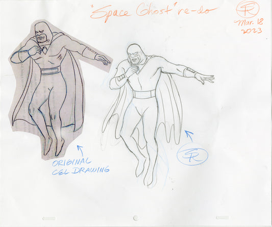 Space Ghost Original Cel Drawing and Redraw