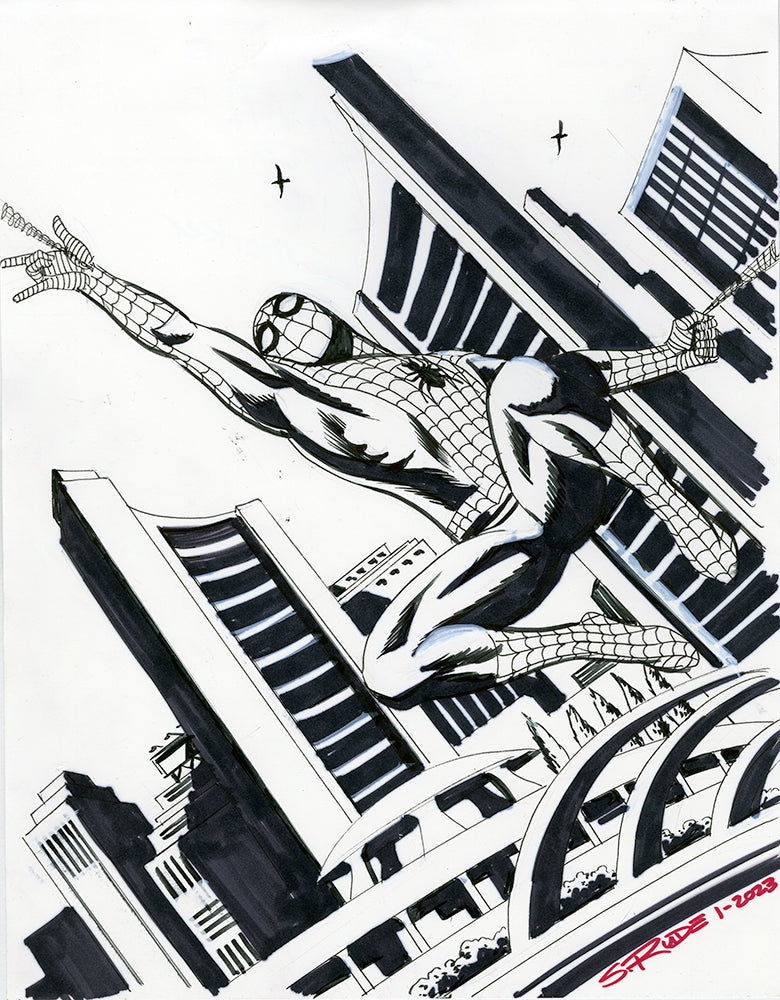 Spider-Man Swinging Marker Sketch