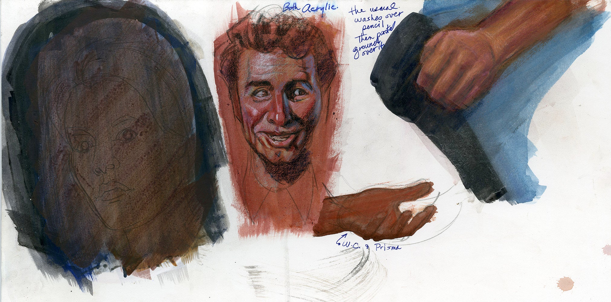 Cleaning Hand and Two Faces Study – Steve Rude Art
