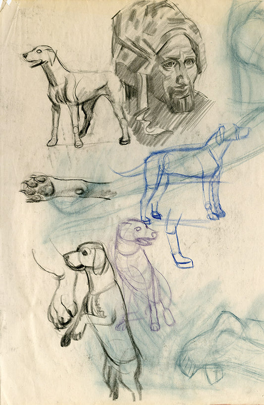 Dog and Man Pencil Study