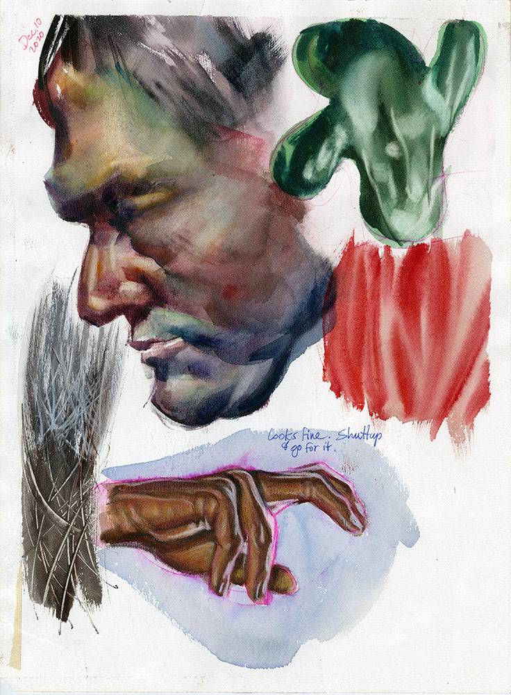 Man Face Hand Double-sided Study - Steve Rude Art