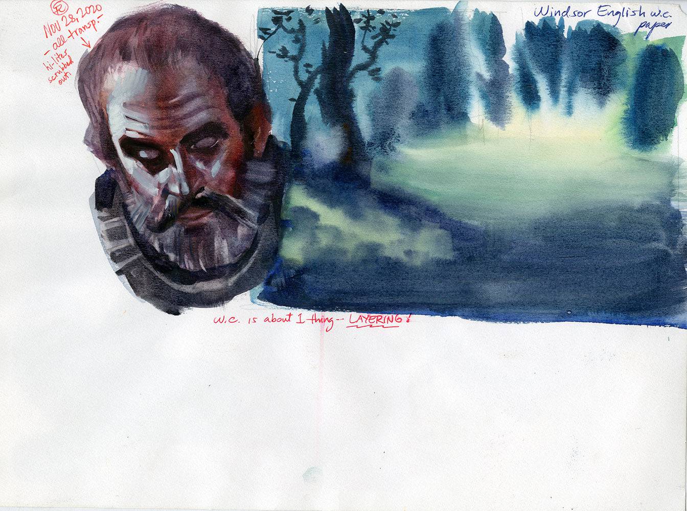 Man Face Hand Double-sided Study - Steve Rude Art