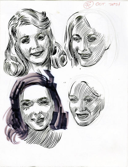Woman's Face Double-Sided Study - Steve Rude Art