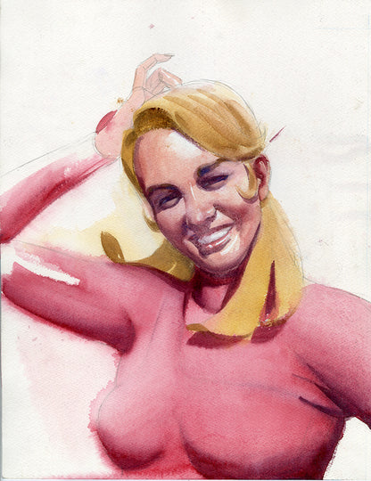 Sundra Scratching Her Head - Steve Rude Art