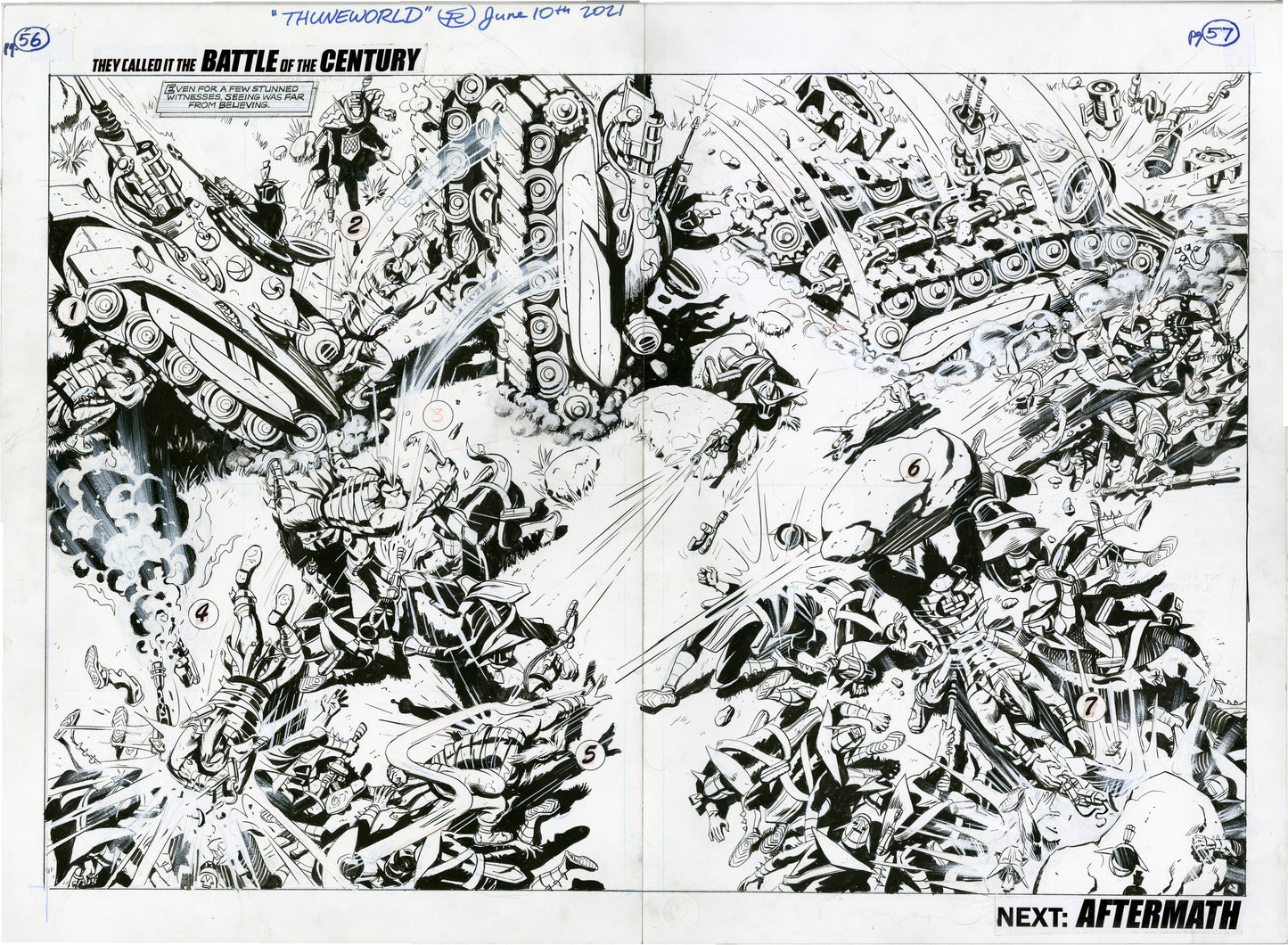 Nexus Battle for Thuneworld Original Art  V2 Issue 3 Page #56-57 - Steve Rude Art