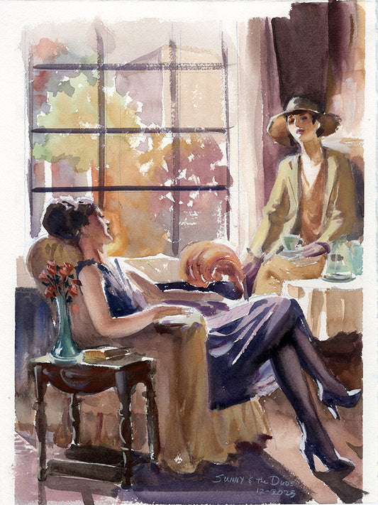 Two Ladies Having Tea Study