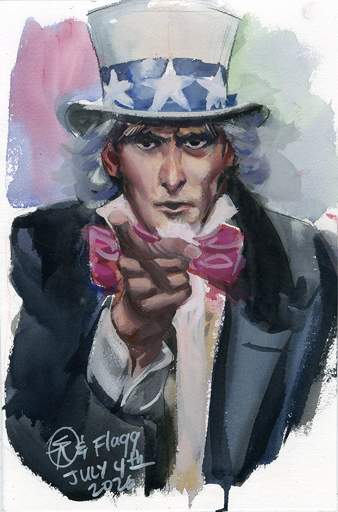 Uncle Sam Watercolor Livestream - Steve Rude Art