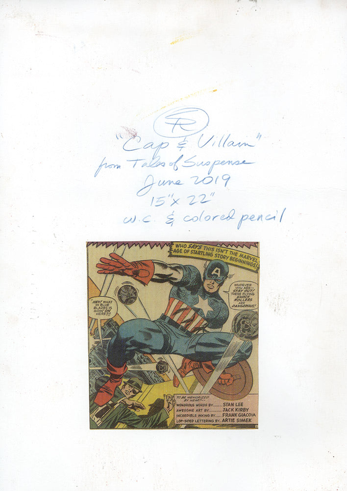 "Cap and Villain" Watercolor & Colored Pencil Original Painting Captain America