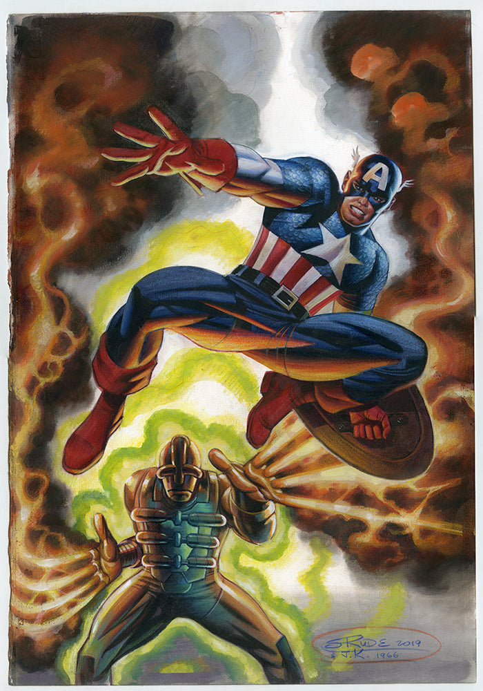 "Cap and Villain" Watercolor & Colored Pencil Original Painting Captain America