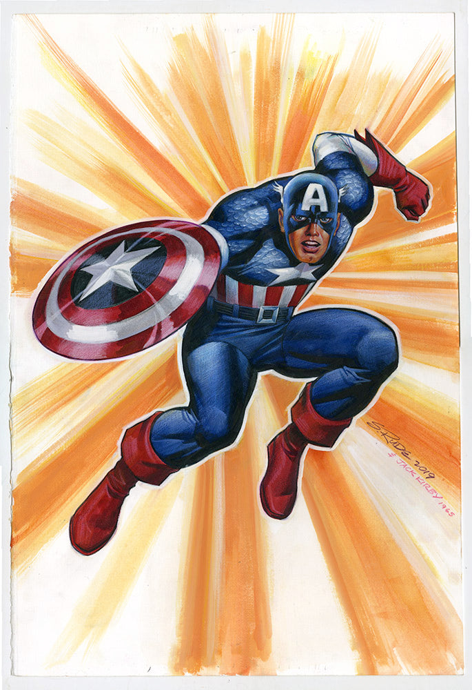 Captain America Watercolor/Prismacolor Original Painting