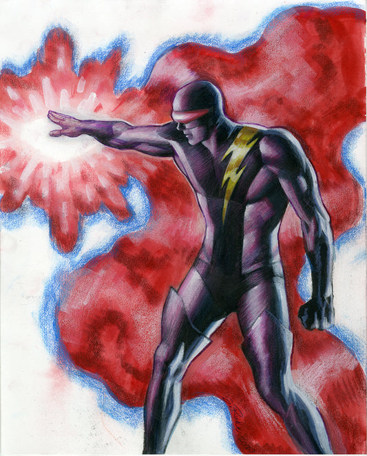 Nexus Classic Firing Pose w/Red Background Watercolor/Colored Pencil