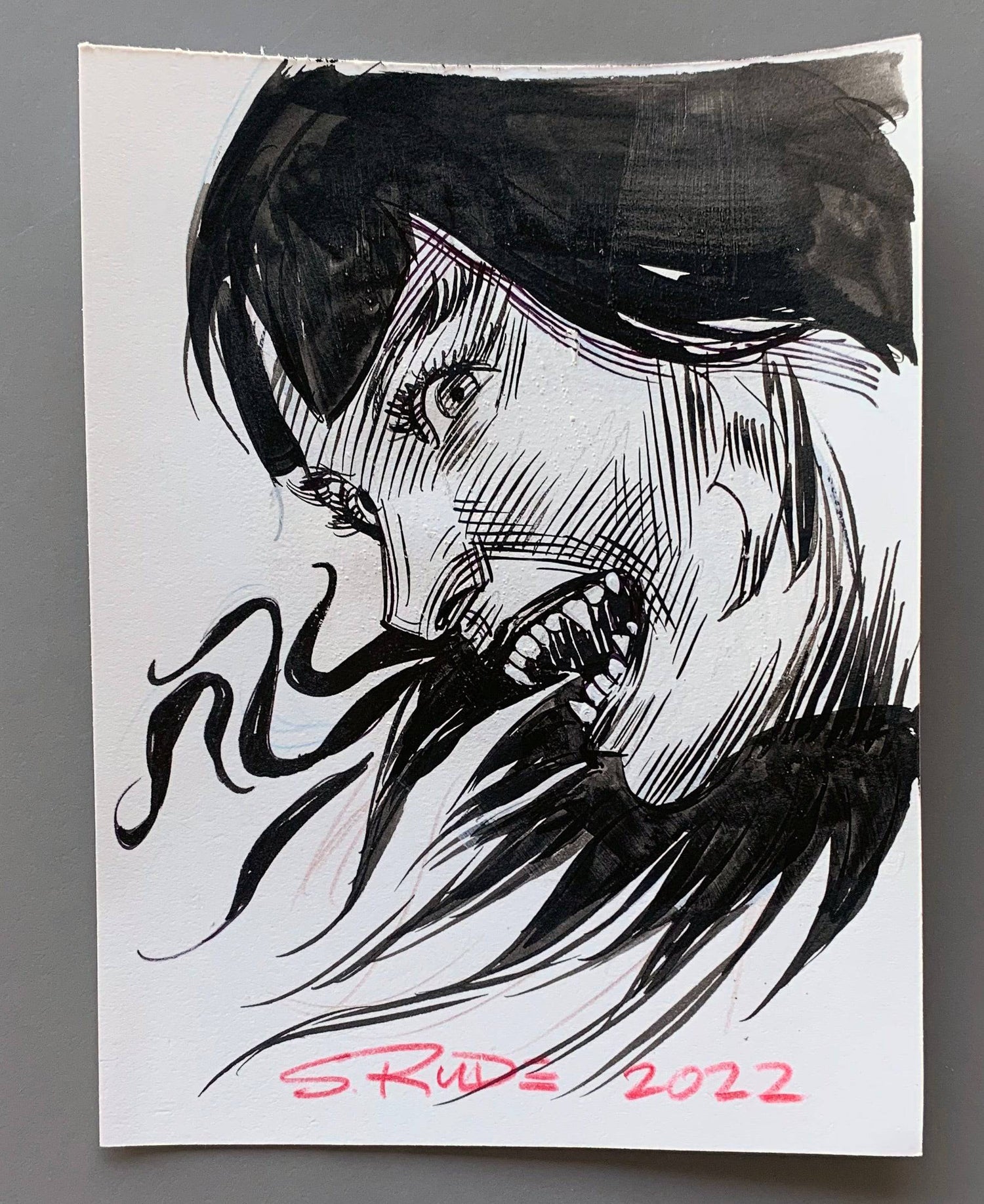 Vampirella Pen and Ink Original Card 3 - Steve Rude Art