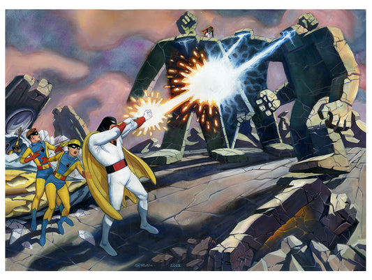 Space Ghost vs Rock Robots Watercolor/Prismacolor Original Painting