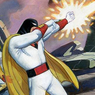 Space Ghost vs Rock Robots Watercolor/Prismacolor Original Painting - Steve Rude Art