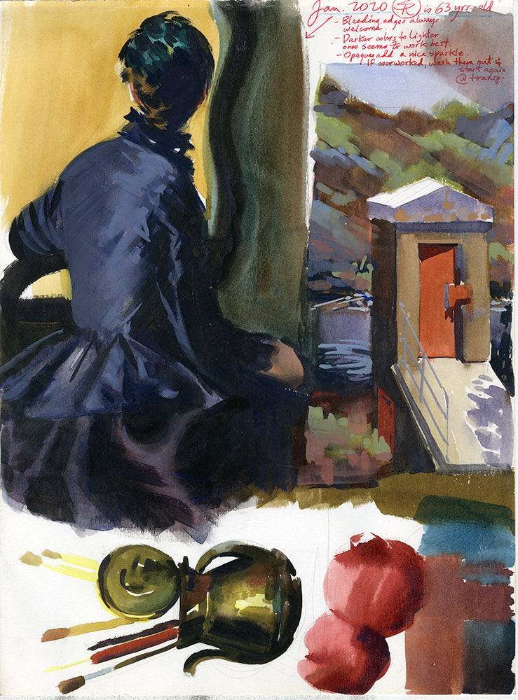 Women in Blue Gown Study 2020 – Steve Rude Art