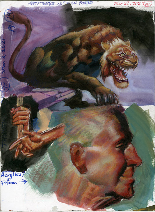 Frazetta Painted Study Double Sided Monsters