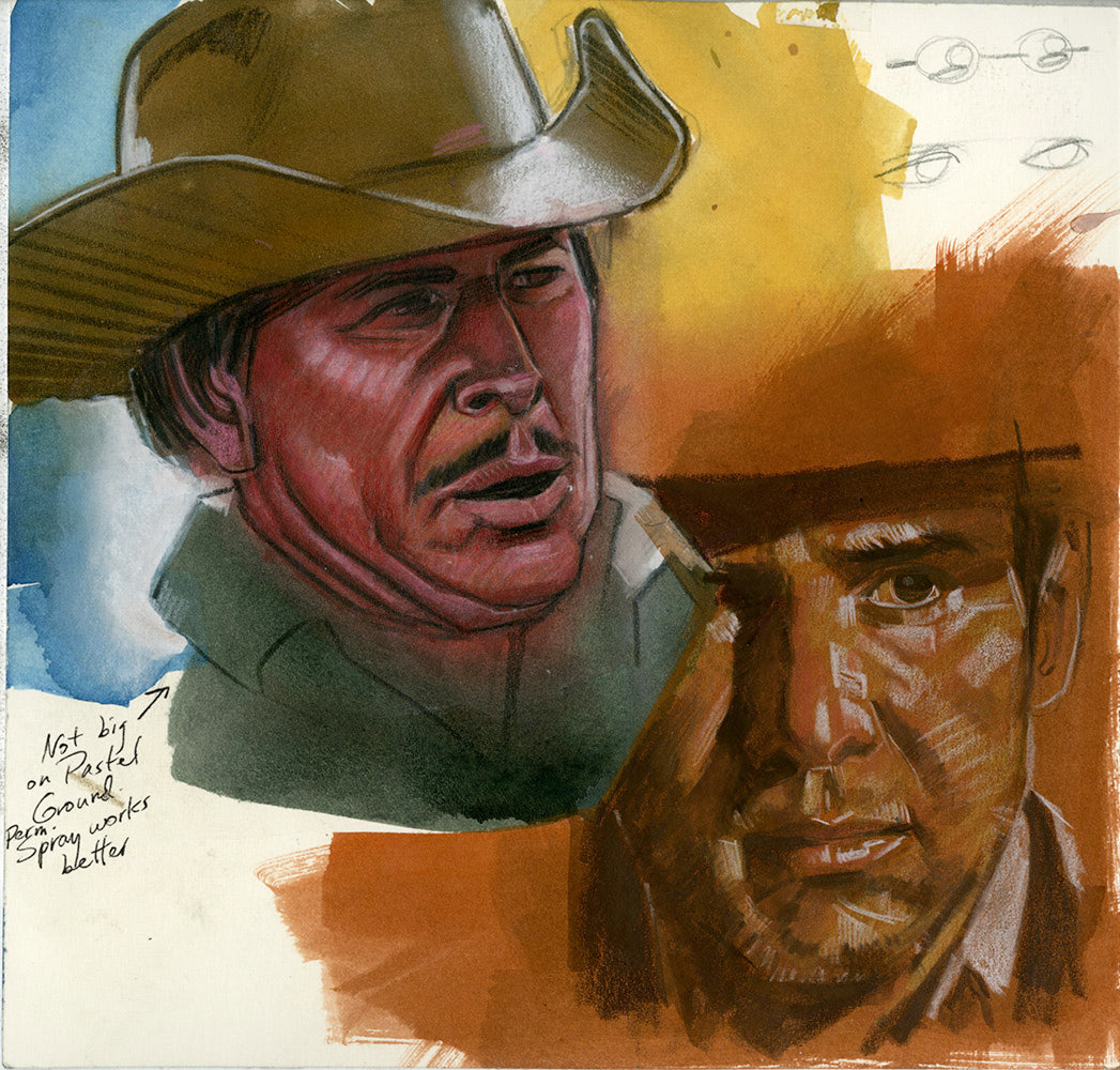 Crocodile Dundee, Indiana Jones, Charles Bronson Double-sided Study