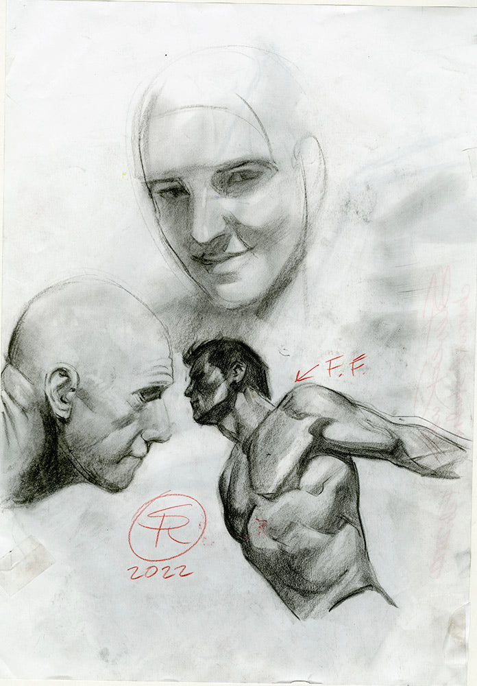 Three Men's Faces Study